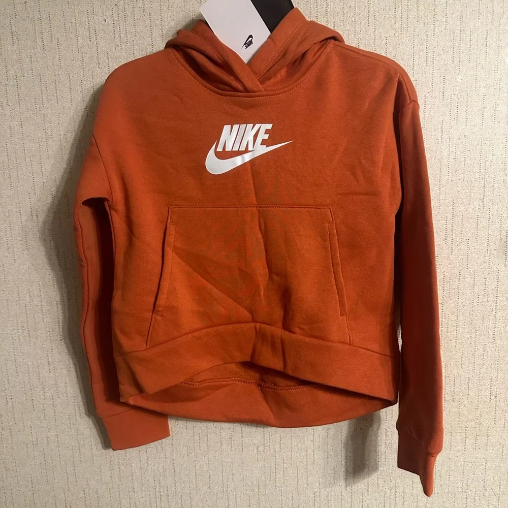 Nike Girls’ Sportswear Club Fleece Pullover Hoodie: ORANGE: NWT: SZ S